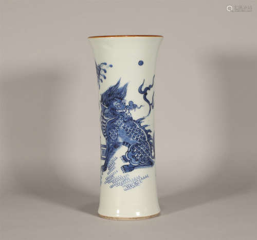 Blue and White Beaker Vase Shunzhi Style