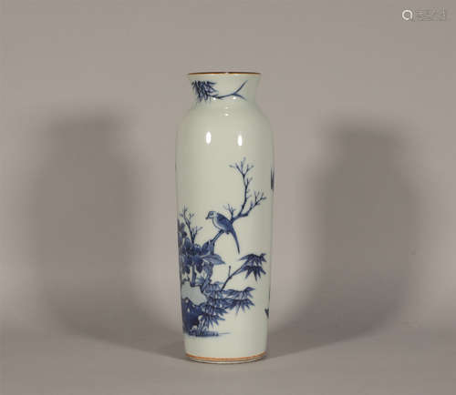 Blue and White Sleeve Vase Shunzhi Style