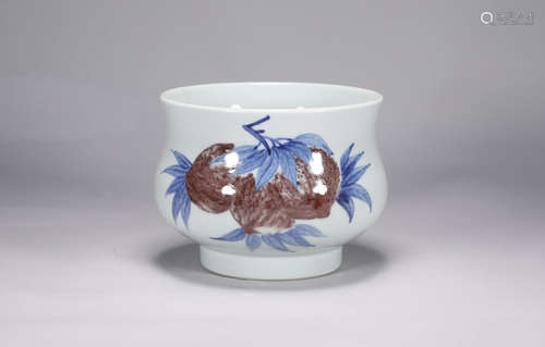 Qing Dynasty Qianlong blue and white underglaze red three mu...