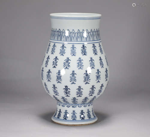 Qing Dynasty Kangxi blue and white longevity picture