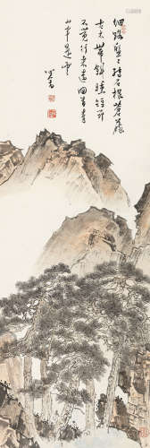 1896～1963 溥儒  回首青山半是云 设色纸本 屏轴