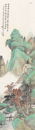 1877～1946 汪琨  松石幽居 设色纸本 立轴