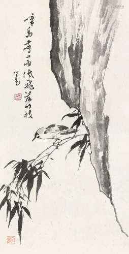 1896～1963 溥儒  竹雀 水墨纸本 镜片