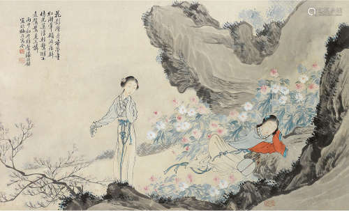 1852～1921 潘振镛 1896年作 花影香梦 设色纸本 立轴