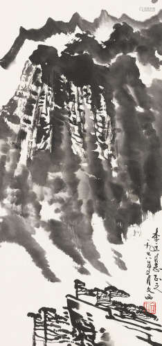 b.1933 刘文西 1978年作 松云远眺  镜片  水墨纸本