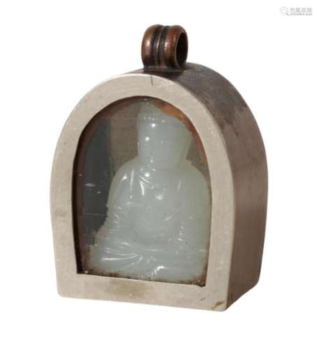 A CHINESE WHITE JADE BUDDHA