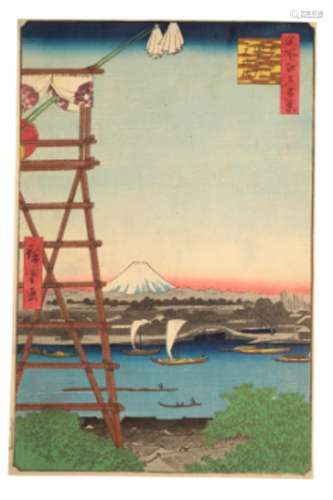 UTAGAWA HIROSHIGE I (1797-1858) Ryogoku Ekoin and Moto Yanag...