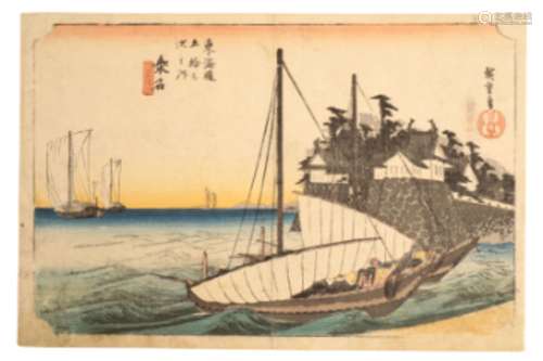 UTAGAWA HIROSHIGE I (1797-1858) Kuwana, from the series of T...