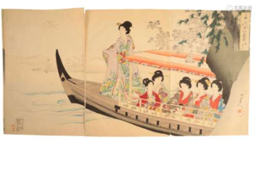 YOSHU CHIKANOBU (1838-1912) Boat Trip, from the series of Th...