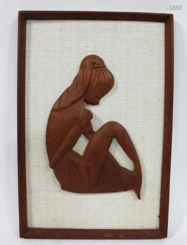 A Framed Carved Wooden Decorative Art