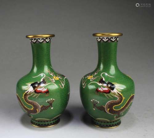 A Pair of Chinese Cloisonne Vases