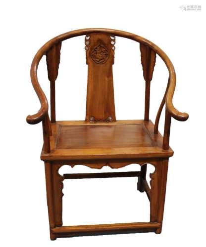 Chinese Hardwood Horseshoe Back Chair