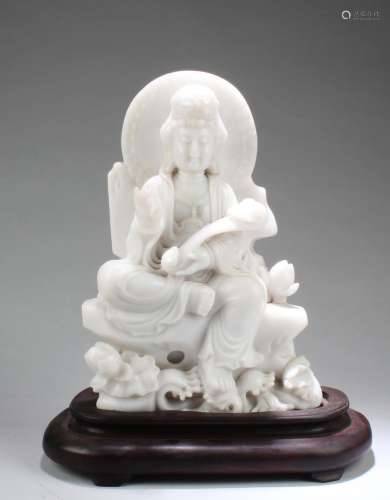 Chinese Jade Stone Bodhisattva Statue
