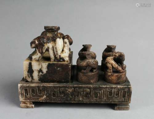A Group of Five Chinese Jadestone Seals