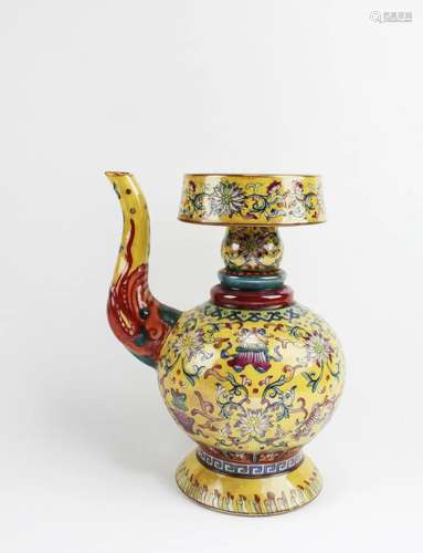 Chinese Famille Jaune Porcelain Ewer