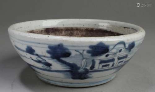 Chinese Blue & White Porcelain Ink Wash