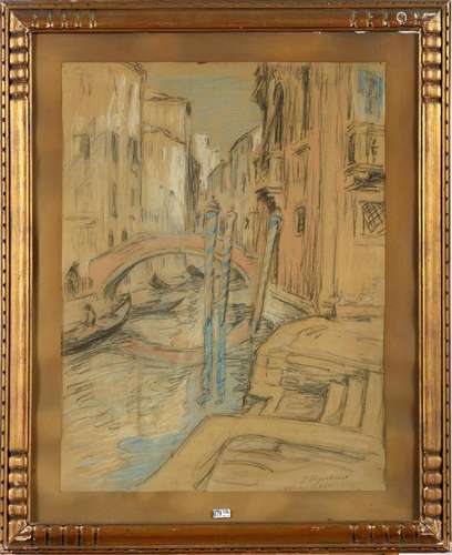 THYSEBAERT Emile (1871 - 1962) - "Venise" pastel s...