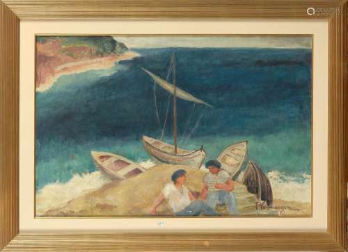 VERHAEGEN Fernand (1883 - 1975) - Huile sur toile "Mer ...