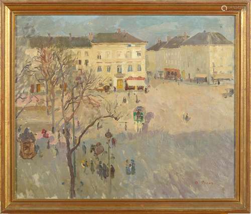 PINOT Albert (1875 - 1962) - Huile sur toile "Le carref...