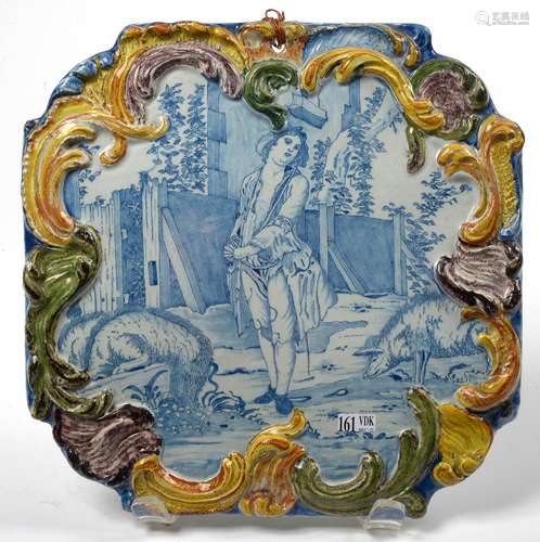 Plaque murale décorative en faïence polychrome de Delft déco...