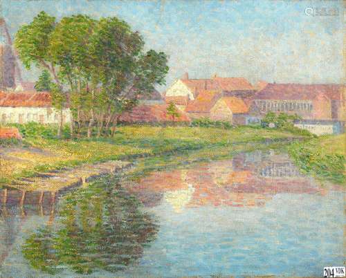 HUYS Modeste (1874 - 1932) - Huile sur toile "Rivière s...