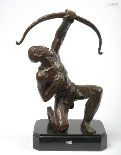 B. BOSTON (XXème) - "L'archer" en bronze à pa...