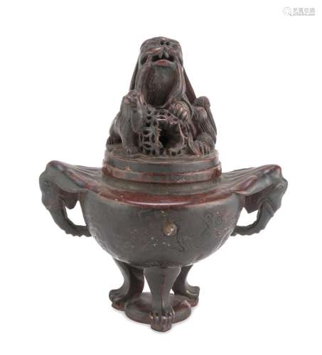 A CHINESE SOAPSTONE CENSER. 20TH CENTURY.