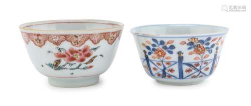 TWO CHINESE POLYCHROME ENAMELED PORCELAIN CUPS, 18TH-19TH CE...