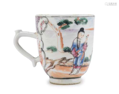 A CHINESE POLYCHROME ENAMELED PORCELAIN CUP, EARLY 19TH CENT...