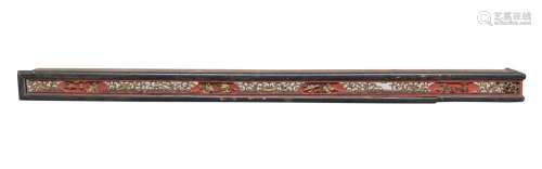 A CHINESE LACQUERED WOOD VALANCE, LATE 19TH CENTURY. DEFECTS...