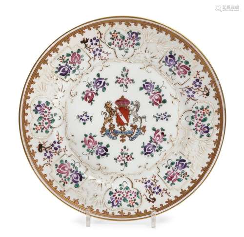 A CHINESE POLYCHROME DECORATED PORCELAIN DISH, 20TH CENTURY....