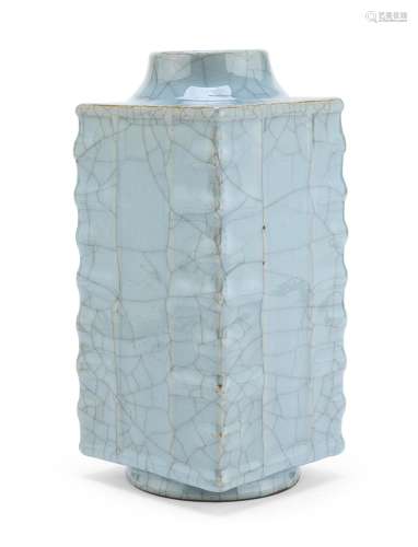 A CHINESE CELADON CONG SHAPE VASE, LATE 19TH, EARLY 20TH CEN...