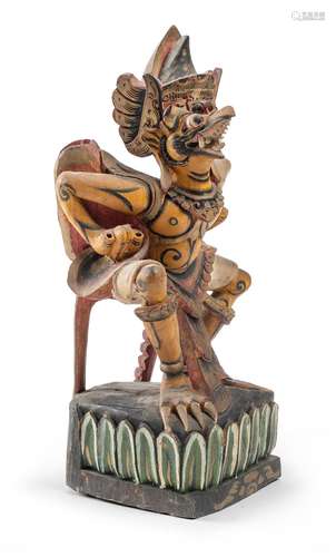 A MALAYSIAN PAINTED WOOD GARUDA SCULPTURE, 20TH CENTURY.