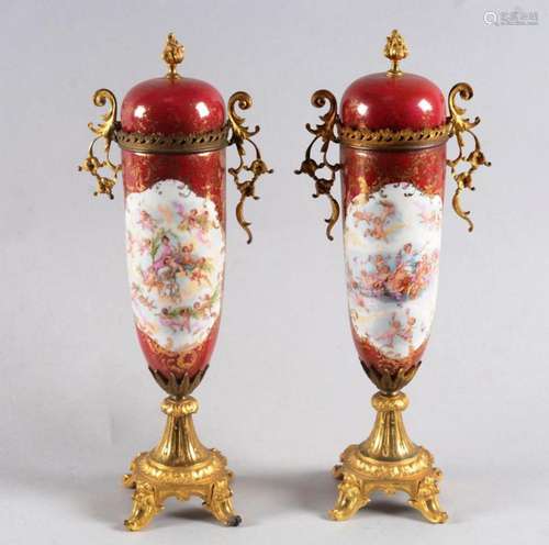 Paire de vases couverts