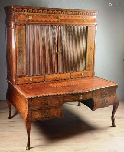 Grand bureau plat et cartonnier Louis XV.