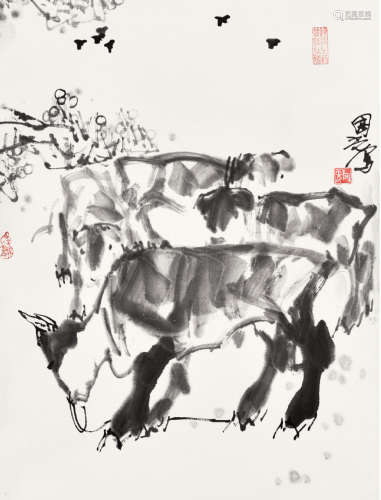 杨国光（b.1937 ） 牧驴图 水墨纸本 镜心