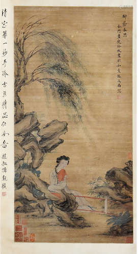 冷枚（1669—1742）柳莺春思 设色纸本 立轴