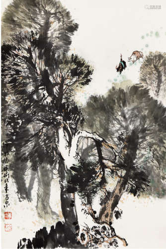 董吉泉（1942—2011）归牧图 设色纸本 立轴