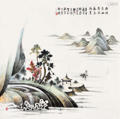 瞿学鸿（b.1965）雨润山秀图 设色纸本 软片
