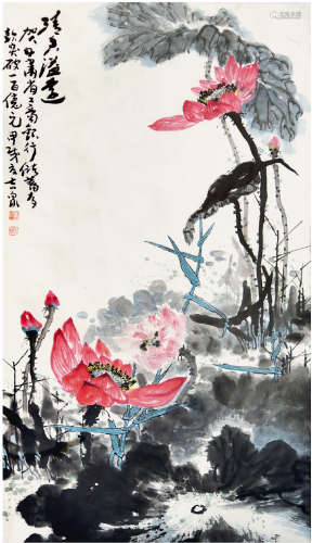 董吉泉（1942—2011）清香溢远 设色纸本 镜框