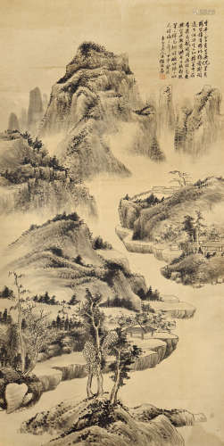 范振绪（1872—1960）深山闲居 水墨纸本 镜心
