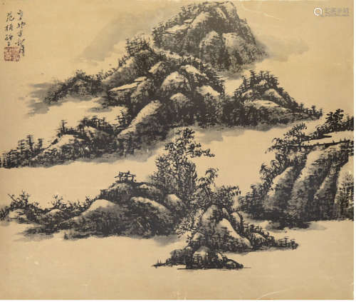 范振绪（1872—1960）山水 水墨纸本 镜框