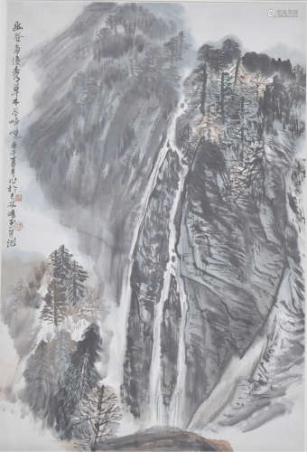 倪鸿武（b.1941）幽谷俊秀图 设色纸本 镜框