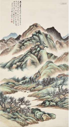 顾麟士（1865—1930）青山遇雨浓 设色纸本 立轴
