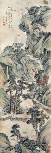 秦祖永（1825—1884 ）溪山茅屋图 设色纸本 立轴