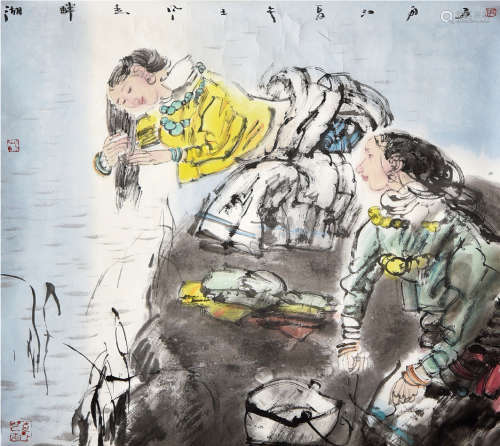 张江舟（b.1961）湖畔春风 设色纸本 软片