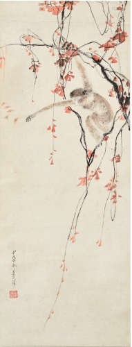 张善孖（1882—1940）封侯图 设色纸本 立轴