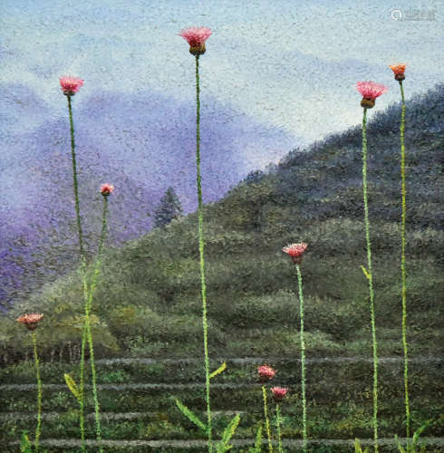 彭明（ b.1953 )  野花 布面油彩 镜框