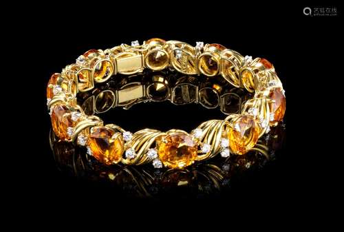 *Bracelet serti de citrines taille brillant (total env. 30 c...