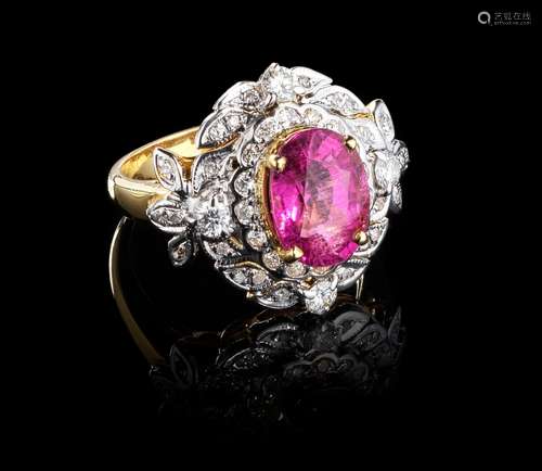 *Bague sertie d'une tourmaline rose taille ovale (env. ...